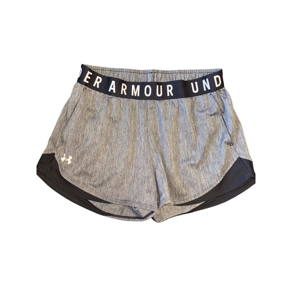 Under Armour Play‎ Up 2.0 Shorts Gray Black Athletic Running 1349125 Womens S